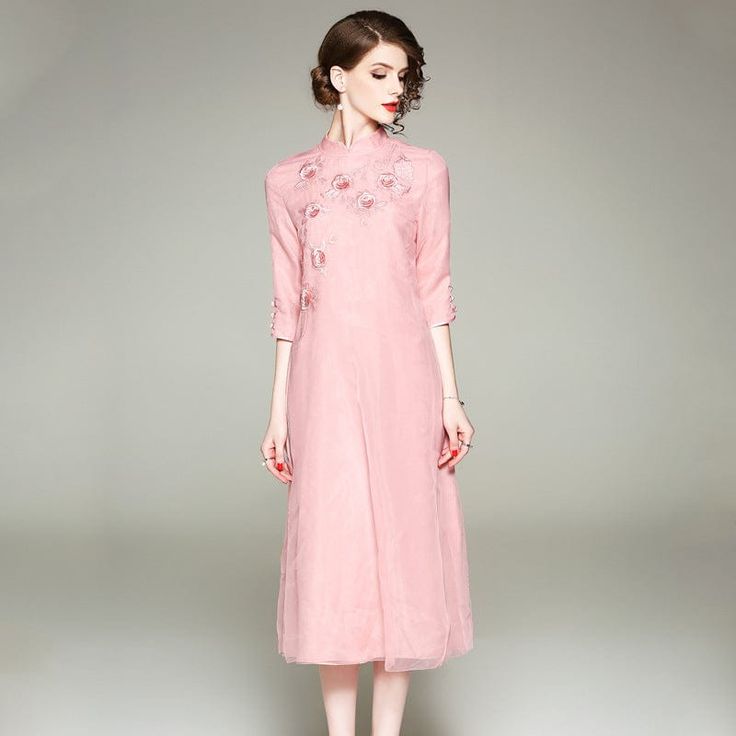 Beth and Brian Qipao-ZSM bethandbrianqipao Qipao Black, Pink Cheongsam, Qipao Modern, Embroidery Organza, Black Cheongsam, Qipao Pattern, Wedding Qipao, Qipao Wedding, Red Qipao