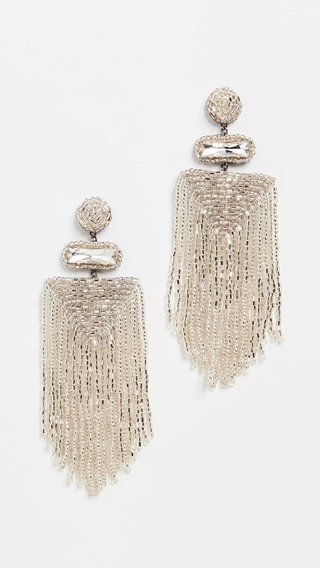 Deepa Gurnani Deepa By Deepa Gurnani Jody Earrings | SHOPBOP Cocktail Attire For Women, Deepa Gurnani, Bead Fringe, Crochet Earrings Pattern, Earrings Patterns, Earring Trends, Fall Earrings, Steel Post, India Fashion