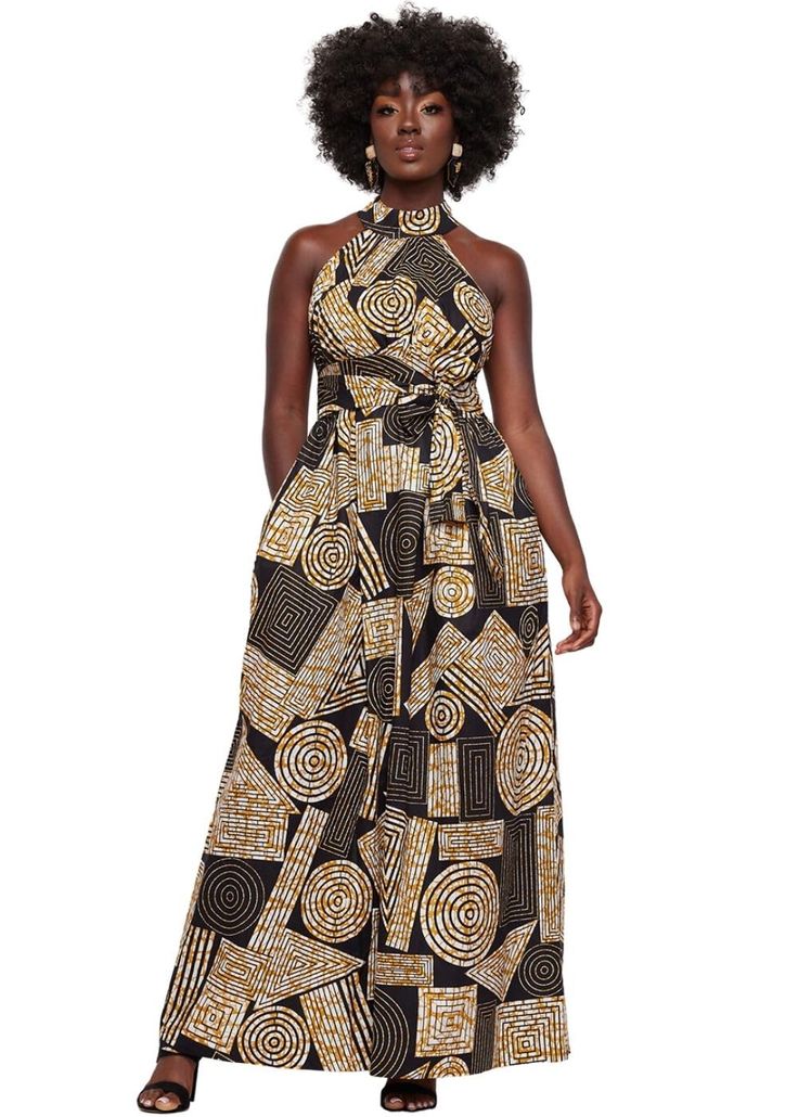 PRICES MAY VARY. AUTHENTIC AFRICAN STYLE: Immerse yourself in the rich heritage of African culture with the D'IYANU Ronke Maxi Dress. The traditional Kente print cloth in a striking black and brown geometric pattern brings an authentic touch to your wardrobe. The attached versatile sash provides versatility in styling, allowing you to cinch the waist for a flattering silhouette. FLATTERING AND COMFORTABLE FIT: Designed with both style and comfort in mind, this maxi dress showcases a flattering s Ankara Maxi Dress, Indian Dresses For Women, Kente Print, Traditional Culture, Maxi Dress For Women, Maxi Dress Pattern, African Pattern, India Fashion, African Attire