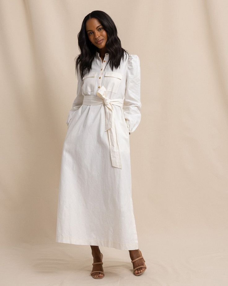 Women's Klara Maxi Dress | Southern Tide Spring Shirt Dress With Buttoned Pockets For Daywear, Chic Cotton Maxi Shirt Dress, Collared Linen Midi Dress For Day Out, Cotton Maxi Length Shirt Dress For Daywear, Elegant Cotton Button-up Maxi Dress, Cotton Maxi Shirt Dress For Daywear, Elegant Button-up Cotton Maxi Dress, Chic Cotton Midi Dress With Button Closure, Elegant Cotton Maxi Dress With Button Closure