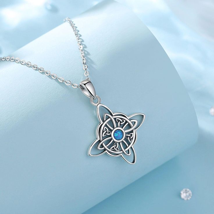 Unleash the mystique of witchcraft with our precious Celtic Knot Necklace featuring an Opal Wicca Amulet! Crafted with 925 sterling silver, the 34*24mm pendant is weighty at 2.75g. The chain, sized to fit 18 inches, is 1.1mm thick. 🧙🏼‍♀️ Package: Package Included (To Choose one of 3 Different Sets) 1. 1x Only Pendant+1x Silver Cloth+1*Box 2. 1x 18 inch chain +1x Pendant +1x Silver Cloth+1* Box 3. 1x 20 inch chain +1x Pendant +1x Silver Cloth+1* Box 4. 1x 24 inch Rope chain +1x Pendant +1x Silv Magical Sterling Silver Pendant Jewelry, Mystical Silver Necklace With Birthstone, Mystical Sterling Silver Necklace For Gift, Magical Sterling Silver Necklace As A Gift, Magical Sterling Silver Round Pendant Necklace, Sterling Silver Magical Round Pendant Necklace, Magical Nickel-free Sterling Silver Jewelry, Magical Silver Pendant Necklace, Magical Silver Charm Necklaces As Gift