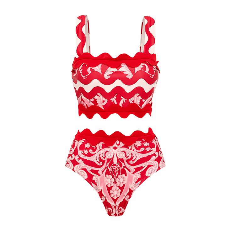 DETAILS Bikini Swimsuit and Skirt Quick drying with sheen Cold gentle machine wash Fabric:82% polyester 18% spandexLining Fabric:82% polyester 18% spandex Product ID:ZHYSTT24061001 Cute Bathing Suits, Stripe Print, Bathing Suits, Stripes, Spandex, Skirt, Fabric, Red