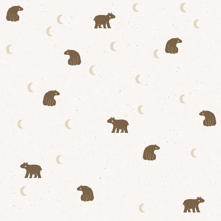 bears and crescents on a white background with brown dots in the middle, as well as half moones