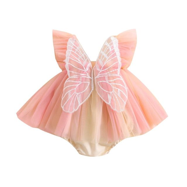 Grant your princess's sweetest wish to become a butterfly fairy with this rainbow tulle romper dress. Get ready to sprinkle some magical fairy dust and fulfill incredible dreams! Fairy Dress Costume, Butterfly Fairy Wings, Wings Butterfly, Princess Halloween Costume, Girls Party Wear, Rainbow Tutu, Embroidered Butterfly, Butterfly Fairy