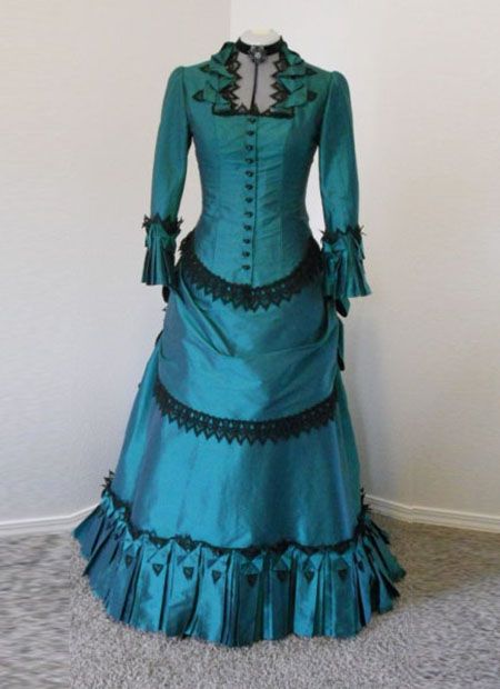 Blue Long Sleeve Victorian Dress For Wedding, Blue Long Sleeve Victorian Wedding Dress, Vintage Blue Costume Dress, Fitted Floor-length Blue Victorian Dress, Fitted Blue Floor-length Victorian Dress, Fitted Floor-length Victorian Dress, Victorian Floor-length Fitted Dress, Vintage Blue Ball Gown Dress, Formal Blue Victorian Dress