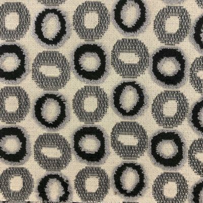 black and white fabric with circles on it