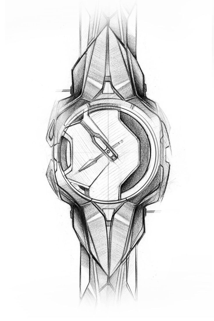 a drawing of a wrist watch