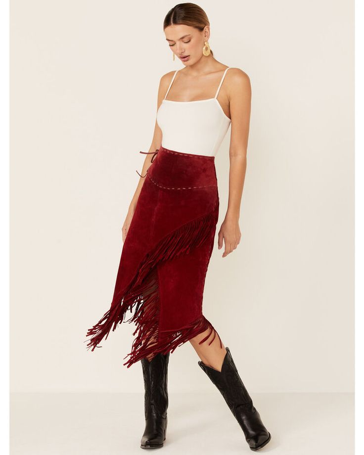 Suede Fringe Skirt, Boot Barn, Faux Suede Skirt, Fringe Fashion, Skirts With Boots, Fringe Skirt, Suede Skirt, Suede Fringe, Todays Outfit