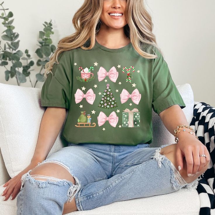 Christmas T-shirt for Women, Christmas Gift for Her, Cute Christmas T-shirt, Gift for Mom, Holliday Season Shirt, Pink Christmas Tee - Etsy Festive Green Short Sleeve Top, Casual T-shirt For Festive Holiday Season, Casual Holiday T-shirt For Festive Occasions, Casual Festive T-shirt For Holidays, Casual Festive Holiday T-shirt, Casual Holiday Festive T-shirt, Green T-shirt For Christmas Holiday, Green Christmas Crew Neck T-shirt, Green Holiday Top For Christmas