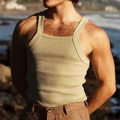 Wife Beater Shirt, Outdoor Athleisure, Gym Vests, Wife Beaters, Undershirt Tank Top, Fitness Tank Top, Cheap Tank Tops, Spring Outfits Men, Sleeveless Outfit