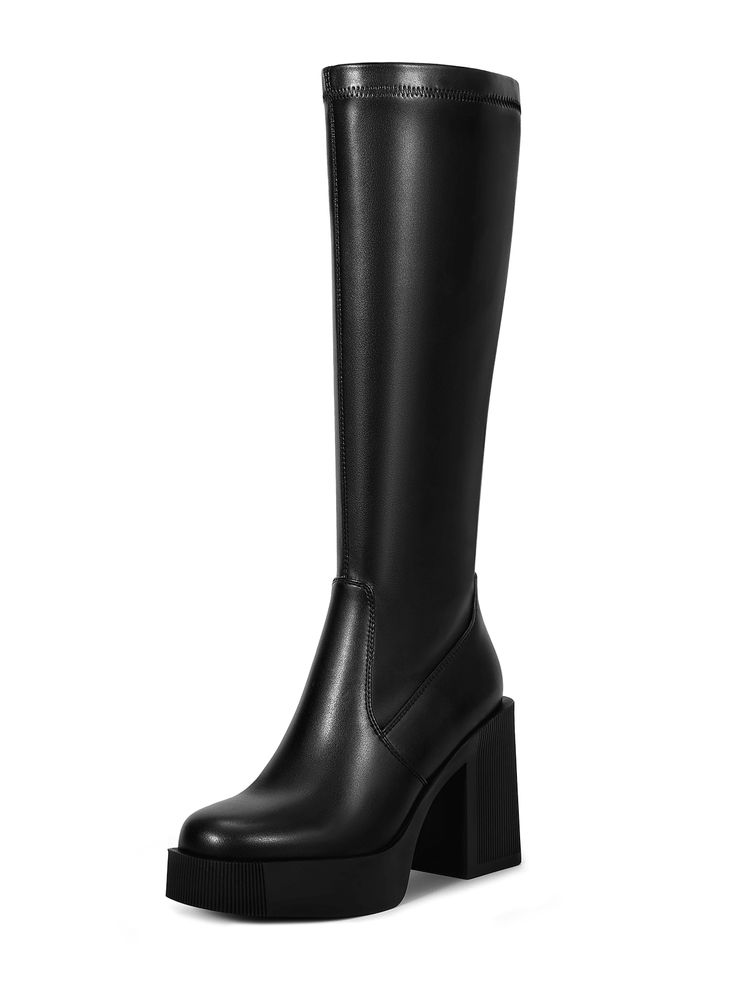 [ SIZE ] The heel height is 10cm/3.93"[ MATERIAL ] Women tall knee boots are made of premium pu leather. Super comfortable inside jersey lining and breathable upper for all day wear.[ DESIGN ] These womens knee high boots are a simple and fashionable style, perfect for pairing with dresses, shorts, or tight jeans in summer, and can also be paired with fashionable coats in winter. It can be worn in daily life, and it is also a good choice for special holidays.[ OCCASION ] Women's knee-high boots Wide Calf Platform Knee-high Boots For Fall, Knee-high Polyurethane Heeled Boots For Winter, Winter Knee-high Polyurethane Heeled Boots, Winter Knee-high Heeled Boots, Platform Knee-high Boots For Fall, Knee-high Platform Boots With Zipper For Fall, Fall Platform Knee-high Boots, Wide Calf High Heel Knee-high Boots, Fall Faux Leather Knee-high Boots