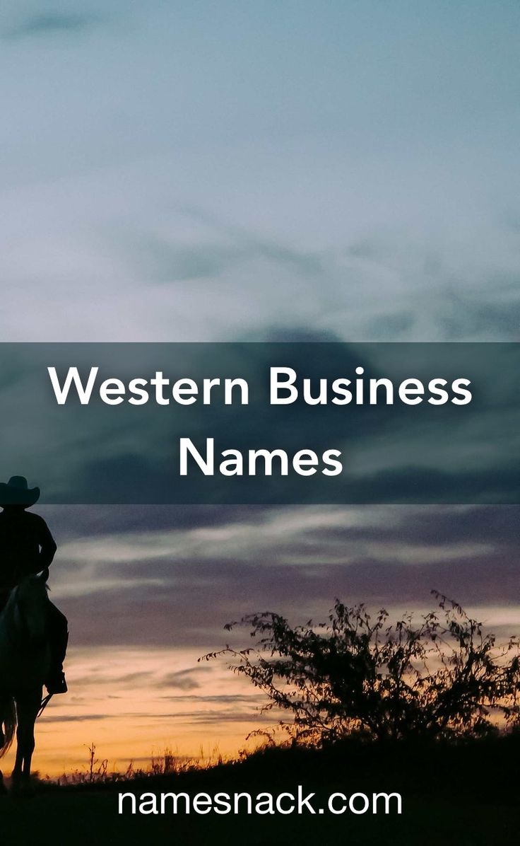 a person riding a horse with the words western business names above it in front of a sunset