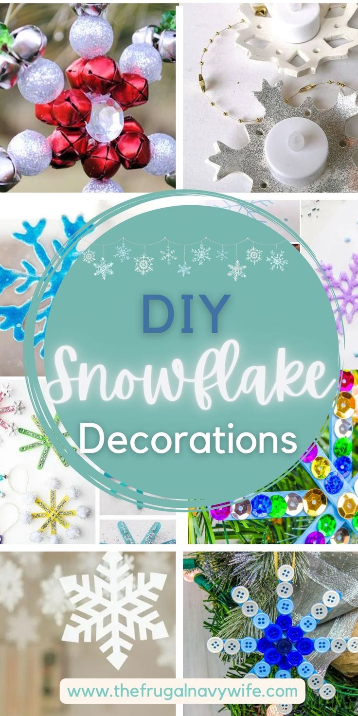 snowflake decorations with the words diy snowflake decorations