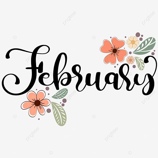 the word february written with flowers and leaves