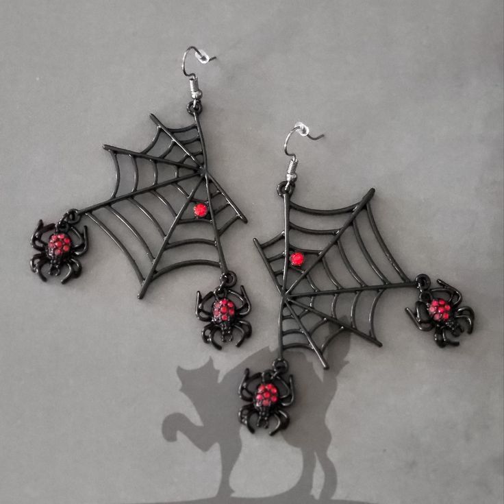 New Metal Earrings Earring 2x2.5" Tags: Halloween Horror Emo Scene Goth Punk Rockabilly Fashion Jewelry Accessory Spider Black Widow Web Spider Black Widow, Black Widow Web, Spider Web Earrings, Web Earrings, Scene Goth, Filigree Hoop Earrings, Boho Drop Earrings, Large Statement Earrings, Rose Stud Earrings