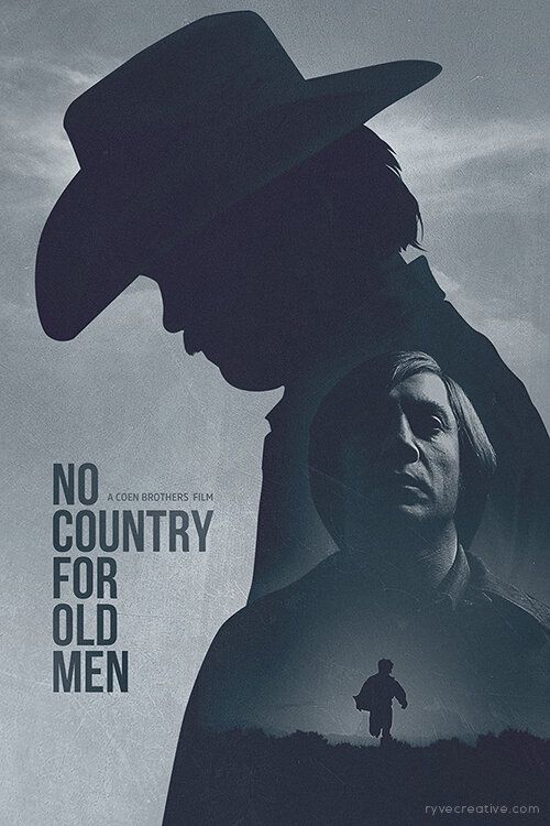 a movie poster for no country for old men with a man in a cowboy hat