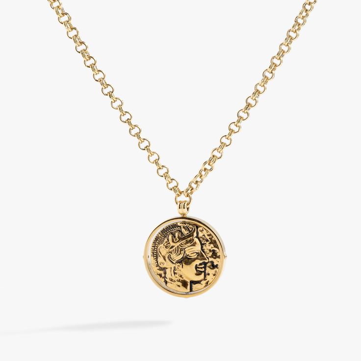 Stainless Steel Gold Gold Plated Coin Pendant Jewelry, Brass Coin Pendant Jewelry, Silver Gold-plated Jewelry With Coin Pendant, Gold Amulet Jewelry For Good Luck, Symbolic Brass Jewelry With Coin Pendant, Gold Charm Necklace With Coin Pendant Symbolic Style, Spiritual Gold-plated Coin Pendant Jewelry, Symbolic Gold Charm Necklace With Coin Pendant, Yellow Gold Coin Charm Necklace With Adjustable Chain