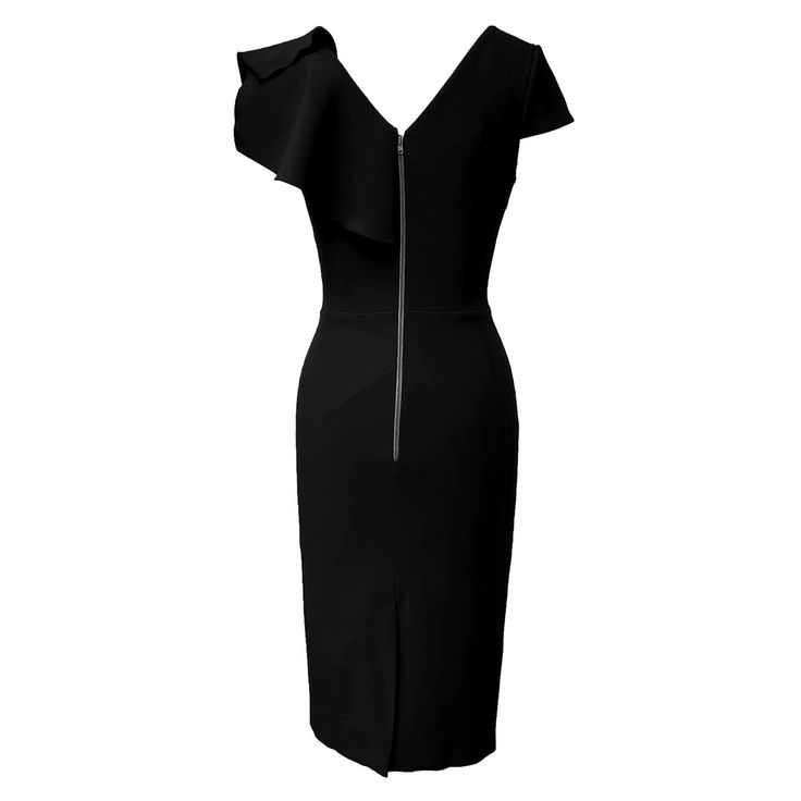 The Arina dress is a classic example of a garment that can see you throughout the day and evening. From corporate chic to cocktails.  The ruffle detailing across the bodice and waist creates an hourglass silhouette that is flatting on all body shapes and sizes. Fully Lined, Capped Sleeves, V-Neckline, Front Frill. Made from semi stretch premium crepe fabric. Wash Care: Hand Wash Separately, Dry Clean Gentle Main Fabric Composition: 92% Polyester, 8% Elastane  Lining Composition: 100 % Polyester V-neck Midi Dress With Ruffles For Formal Occasions, Elegant V-neck Ruffle Dress For Evening, Sleeveless Ruched Ruffle Dress For Formal Occasions, Formal Sleeveless Ruched Ruffle Dress, Fitted V-neck Ruffle Dress For Evening, Elegant Knee-length Ruched Evening Dress, Elegant Ruffle Midi Dress For Night Out, Date Night Midi Dress With Ruffles And Fitted Bodice, Elegant V-neck Bodycon Dress With Ruffles