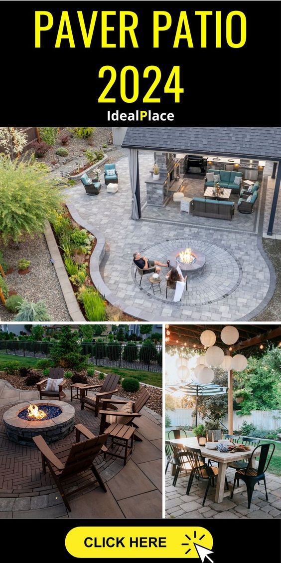 Landscape Ideas Backyard With Multiple Seating Areas, Outdoor Patio Designs Layout, Pavers With Grass In Between, Paver Patio Designs, Round Pavers, Red Brick Pavers, Patio Pavers Design, Stone Ideas, Sustainable Landscaping