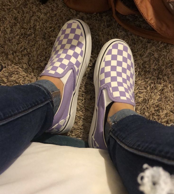 Checkered Vans Aesthetic, Vans Collection, Vans Aesthetic, Purple Vans, Checkered Vans, Trendy Shoes Sneakers, Aesthetic Purple, Shoe Inspo, Vans Slip On