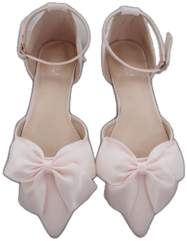 Party Bow Round Toe Ballet Flats, Party Ballet Flats With Bow And Round Toe, Round Toe Ballet Flats With Bow For Party, Closed Toe Wedding Shoes With Bow For Prom, Elegant Pink Evening Flats, Feminine Low Heel Ballet Flats For Evening, Feminine Evening Ballet Flats With Closed Toe, Feminine Closed Toe Ballet Flats For Evening, Flat Wedding Shoes For Prom In Spring