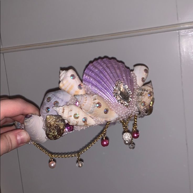 Purple Handmaid Mermaid Shell Crown Mermaid Wings, Seashell Headpiece, Shell Crown, Shell Crowns, Cat Headband, Senior Crown, Mermaid Stuff, Crown Ideas, Thick Headbands