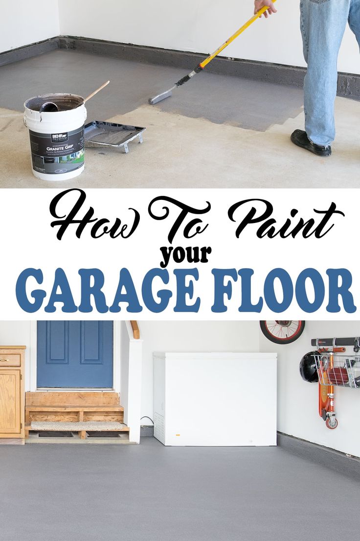 a man is painting the floor in his garage