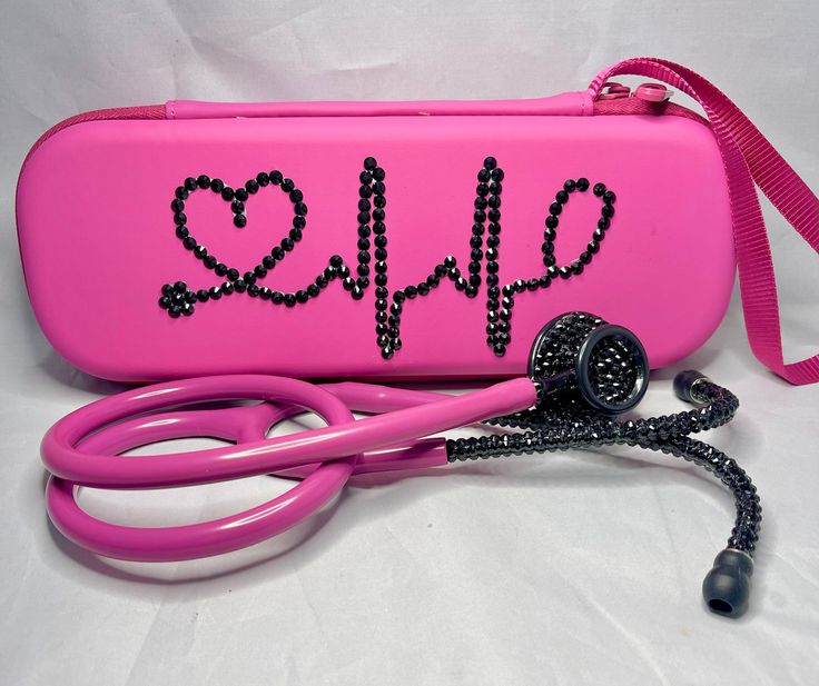 Raspberry Stethoscope with Black Rhinestone, High Acoustic Sensitivity Medical Tool, Personalized Case Included, Medical Professional by BlingbyKey on Etsy Bling Stethoscope, Stethoscope Case, Rhinestone Football, Staff Appreciation Gifts, Medical School Essentials, Custom Bling, Medical Staff, Raspberry Color, Staff Appreciation