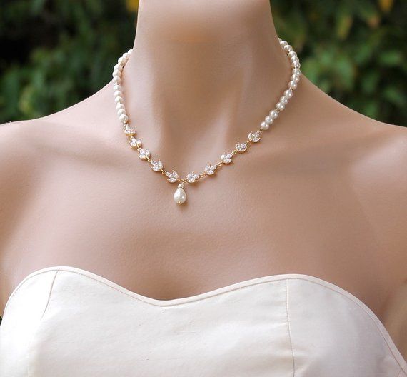 Crystal and Pearl Gold Necklace, Gold Bridal Necklace, Crystal Bridal Jewelry, Pearl Wedding Necklac Bridal Jewelry Sweetheart Neckline, Gold Crystal Pearl Necklace For Wedding, Gold Pearl Embellished Necklaces For Wedding, Bridal Pearl Necklace With Pearl Pendant For Wedding, Wedding Bridal Necklace With Pearl Pendant, Wedding Bridal Pearl Necklace With Pendant, Crystal Pearl Drop Necklace For Wedding, Crystal Necklace With Pearl Charm For Wedding, Crystal Pearl Drop Necklace For Mother Of The Bride