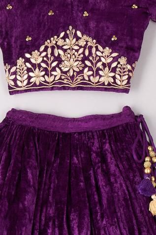 Shop for P and S Co Purple Velvet Embroidered Choli And Lehenga Set For Girls Online at Aza Fashions Festive Party Wear Choli With Floral Embroidery, Festive Floral Embroidered Party Wear Choli, Festive Floral Embroidered Party Choli, Party Wear Sets With Floral Embroidery For Festivals, Festive Velvet Lehenga, Festive Fitted Velvet Lehenga, Festive Velvet Fitted Lehenga, Velvet Sets With Dori Work For Diwali, Party Wear Choli With Floral Embroidery For Diwali