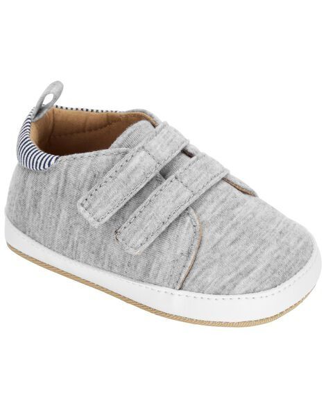 Baby Heather Grey Sneakers - OshKosh | Carter's Gray Slip-on Sneakers With Round Toe For Summer, Trendy Non-slip Lace-up Sneakers, Casual Walking Shoes With Vulcanized Sole And Round Toe, Comfortable High-top Slip-on Sneakers For Spring, Casual Gray Slip-on Sneakers For Summer, Comfortable Flat Canvas Shoes For Streetwear, Comfortable Round Toe Canvas Shoes For Streetwear, Casual Non-slip Slip-on Sneakers, Gray Flat Sneakers For Spring