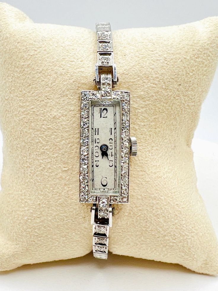 Vintage 14K White Gold Diamond 0.30ct Cocktail Antique Watch - Etsy Luxury Vintage Jewelry And Watches As Gifts, Classic Diamond White Watch With Brilliant Cut, Classic Wedding Jewelry And Watches With Diamond Hour Markers, Classic Diamond Jewelry With Brilliant Cut, Classic Diamond Accented Watch For Anniversary, Classic White Gold Jewelry With Brilliant Cut, Classic Diamond Watch For Gift, Classic Diamond White Watch For Anniversary, Yellow Gold Diamond Watch With Brilliant Cut For Anniversary