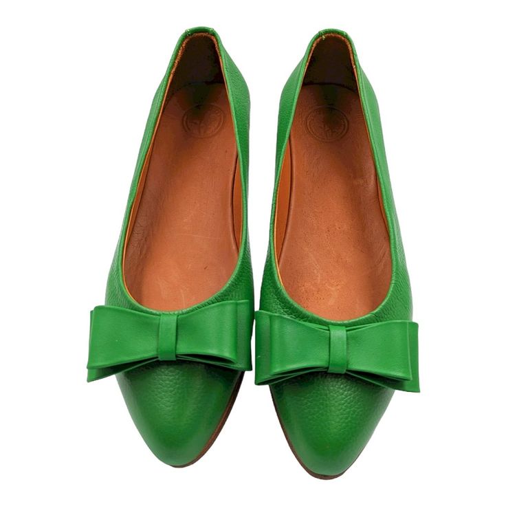 Leather Upper Leather Lining Leather Sole With Anti-Skid Rubber Pointed Toe Handcrafted Shoes Will Have A Number On It That Is Not Accurate Please Refer To The Advertised Size. Disregard The Number On The Shoe. Green Flats With Rubber Sole And Round Toe, Green Leather Slip-on Heels, Green Leather Shoes With Round Toe, Green Closed Toe Flats With Rubber Sole, Green Leather Low Heel Flats, Green Flats With Branded Insole, Green Leather Shoes With Pointed Toe And Rubber Sole, Green Leather Flats For Spring, Spring Green Leather Flats