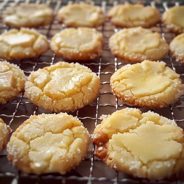 some cookies are cooling on a wire rack