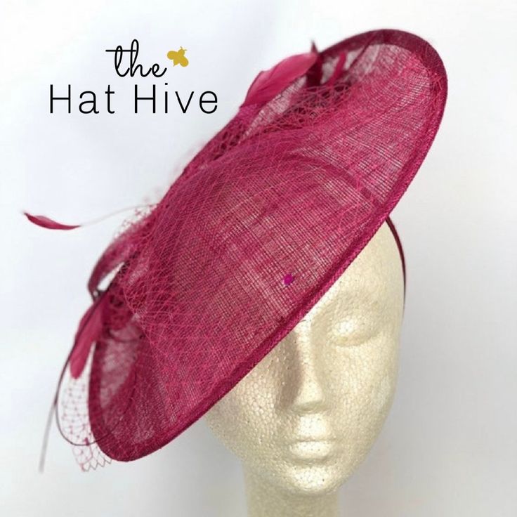 "🐝 Large, \"Hatinator\" Sinamay Fascinator with feathers and satin headband 🐝 Style: \"Amber Marie\" from The Hat Hive. ♥Attaches with matching, satin headband. ♥Ultra Light & comfortable to wear. ♥Packed and shipped in a sturdy box with special love & care to ensure a safe delivery. ♥Includes a hat care card with instructions on how to care for & keep your piece beautiful. ♥Over 14,000 pieces sold & 2,000 5 star reviews. Our \"Hive Girls\" come back year after year for their n Wide Brim Fascinator With Feather Trim For Party, Wedding Wide Brim Fascinator With Feather Trim, Wedding Mini Hat With Feather Trim And Curved Brim, Curved Brim Mini Hat With Feathers For Wedding, Wedding Mini Hat With Feathers And Curved Brim, Feathered Curved Brim Costume Hat For Wedding, Feathered Wedding Costume Hat With Curved Brim, Wedding Fascinator With Feather Trim And Short Brim, Wedding Hats With Feathers And Short Brim