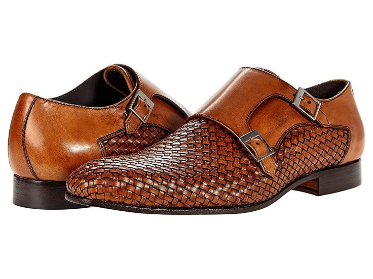 Massimo Matteo Ponte Vecchio Woven Double Monk - Men's Shoes : Cuoio : Fashionable and understated, the leather Massimo Matteo Ponte Vecchio Woven Double Monk will add a refined feel to your next business meeting. Slip-on design with dual-buckle monk strap. Rounded square toe dress shoe features leather lining, insole, and sole. Low stacked heel. Made in Italy. Measurements: Weight: 15 oz Product measurements were taken using size 9, width D - Medium. Please note that measurements may vary by si Brown Fitted Monk Strap Shoes For Business, Brown Business Dress Shoes With Buckle Closure, Brown Dress Shoes With Buckle For Business, Brown Dress Shoes With Buckle Closure For Business, Brown Pointed Toe Monk Strap Shoes For Work, Fitted Brown Monk Strap Shoes With Leather Lining, Fall Business Monk Strap Shoes With Pointed Toe, Elegant Monk Strap Shoes For Business In Fall, Formal Leather Shoes With Buckle Closure For Fall