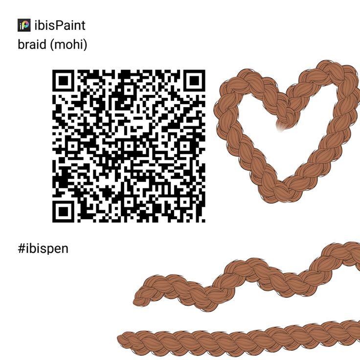 a heart shaped braid next to a qr code with the word ibbspaint on it