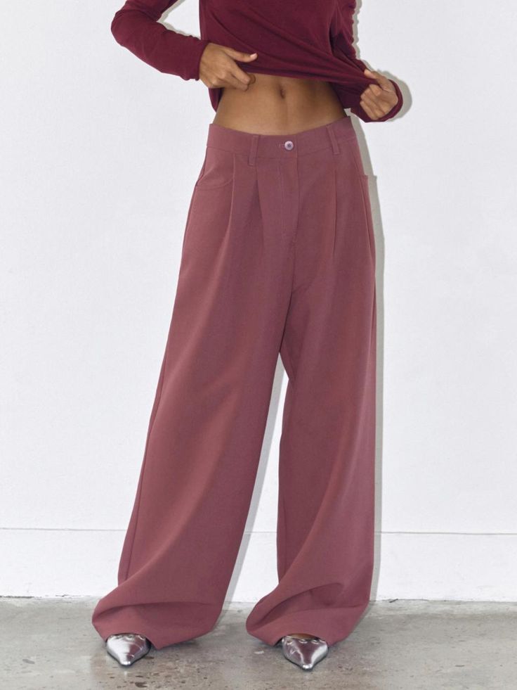 Composition : POLYESTER 76% RAYON 18% POLYURETHANE 6%Country of Origin : Republic of Korea Pink Wide Leg Pants For Fall, Pink High-waisted Wide Leg Pants For Fall, Pink Full-length Bottoms With Loosely Fitted Hips, Pink Loose Fit Wide Leg Pants, Full Length Pink Wide Leg Pants, Pink Straight Leg Pants For Fall, Fall Wide Leg Pink Pants, Pink Wide Leg Bottoms For Fall, Pink Relaxed Fit Pants For Fall