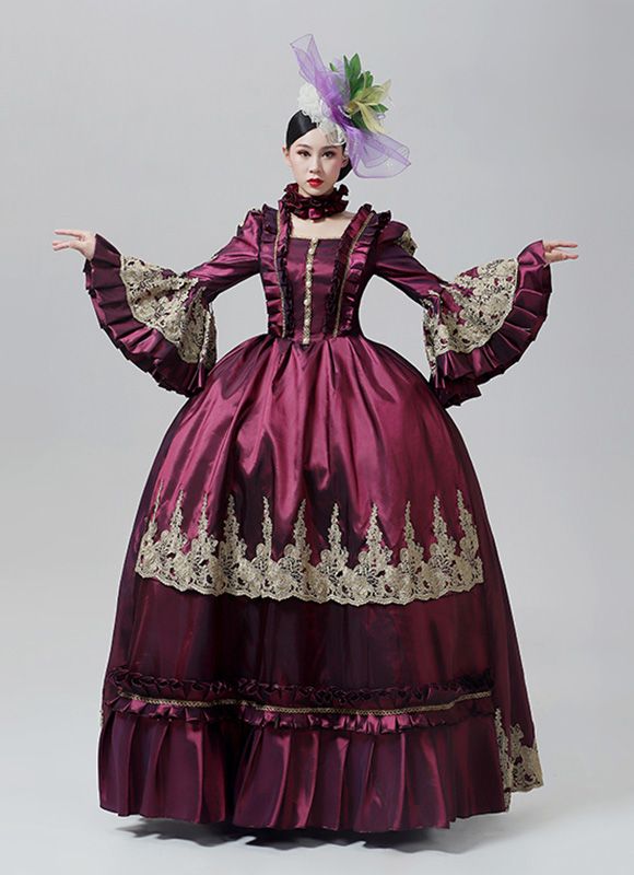 Carnival of Venice Women Purple Blue Ball Gown Marie Antoinette Masquerade Dresses     Condition: Brand New   Color:Purple,Blue   Material: This dress made of High Quality Satins, soft,smooth and comfortable to wear   Sleeve Length: Long Flare Sleeve   Dresses Length:Floor-Length   Neckline: amp;nbsp; Square Collar   Decoration: Ruffles   Applicable People:Adult   Package Includes: Dress    amp;nbsp;     The length of skirt about 45 inches (114 cm) long from waist to hem regardless of size. This Purple Ball Gown For Prom, Halloween Ball Gown For Party, Purple Princess Gown For Prom Season, Long Sleeve Purple Banquet Gown, Purple Long Sleeve Banquet Gown, Long Sleeve Purple Gown For Banquet, Purple Princess Dress For Prom Season, Elegant Halloween Party Ball Gown, Purple Ball Gown For Prom Season