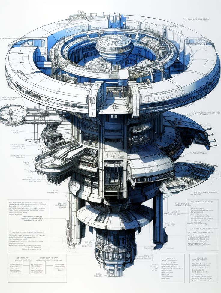 a blueprint drawing of a futuristic city