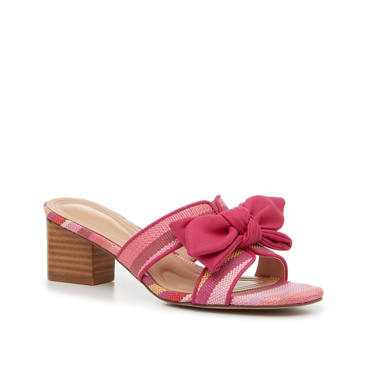 Adrienne Vittadini-Arnoldo Sandal Fully embrace your girly side with the Arnoldo sandal from Adrienne Vittadini. This classic pair features a simple silhouette, complete with a trendy stacked heel and a sweet bow detail. Pink Block Heel Sandals For Summer, Pink Low Heel Sandals For Summer, Pink Block Heel Sandals For Beach, Pink Block Heel Sandals For The Beach, Pink Open Heel Vacation Heels, Pink Flat Heels For Spring, Pink Heels For Spring Vacation, Pink Block Heel Sandals For Spring, Pink Vacation Heels With Heel Strap