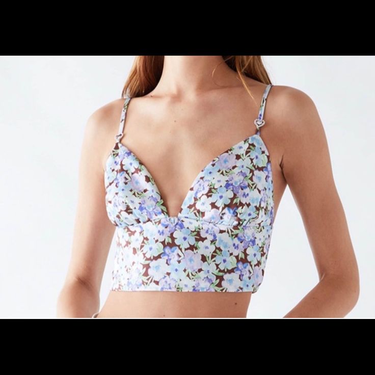 Pacsun La Hearts Heartbreaker Satin Bustier Tank Top S Color: Floral Featuring A Woven Satin Fabrication, This Crop Top Is Adorned With Rhinestone- Studded Heart Hardware At The Straps And The Front. It's Complete With A Flirty V- Neckline, Adjustable Straps, And Back Zipper Closure. Brand New, Never Used. Nwt. Bundle And Save! Sleeveless Crop Top With Built-in Bra For Poolside, Triangle Top With Built-in Bra For Day Out, Vacation Halter Cami Top With Built-in Bra, Summer Beachwear Crop Top With Built-in Bra, Spring Beach Tops With Built-in Bra, Cropped Tank Top With Built-in Bra For Beach, Triangle Top With Adjustable Straps For Poolside, Summer V-neck Crop Top With Built-in Bra, Poolside Triangle Top With Adjustable Straps