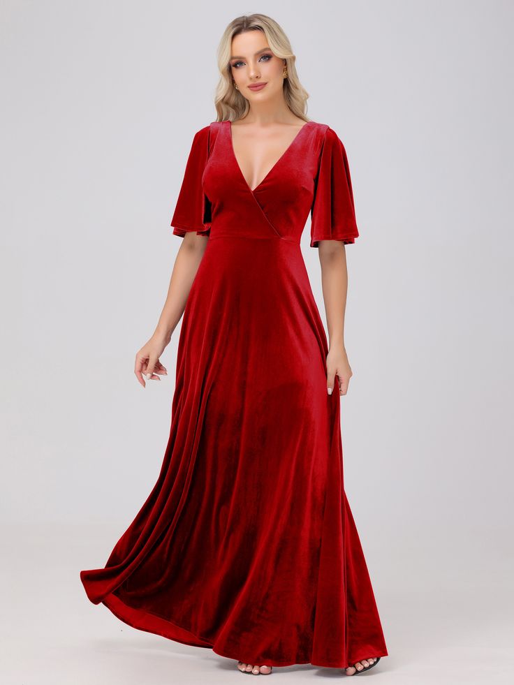 Red Red Velvet Dress Maxi, Formal Dress Long Sleeve, Dress New Year, Velvet Bridesmaid Dress, Velvet Formal Dress, New Year Dress, Bridesmaid Dresses Dusty Sage, Velvet Bridesmaid, Bridesmaid Dresses Satin