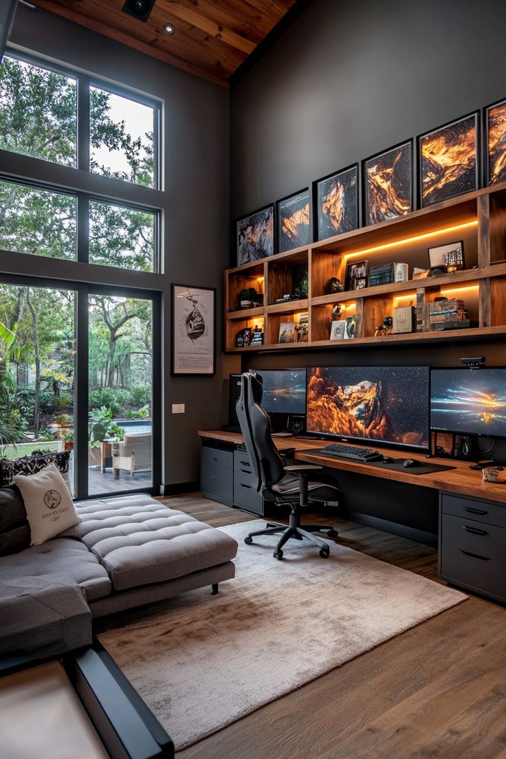 a living room filled with furniture and lots of windows