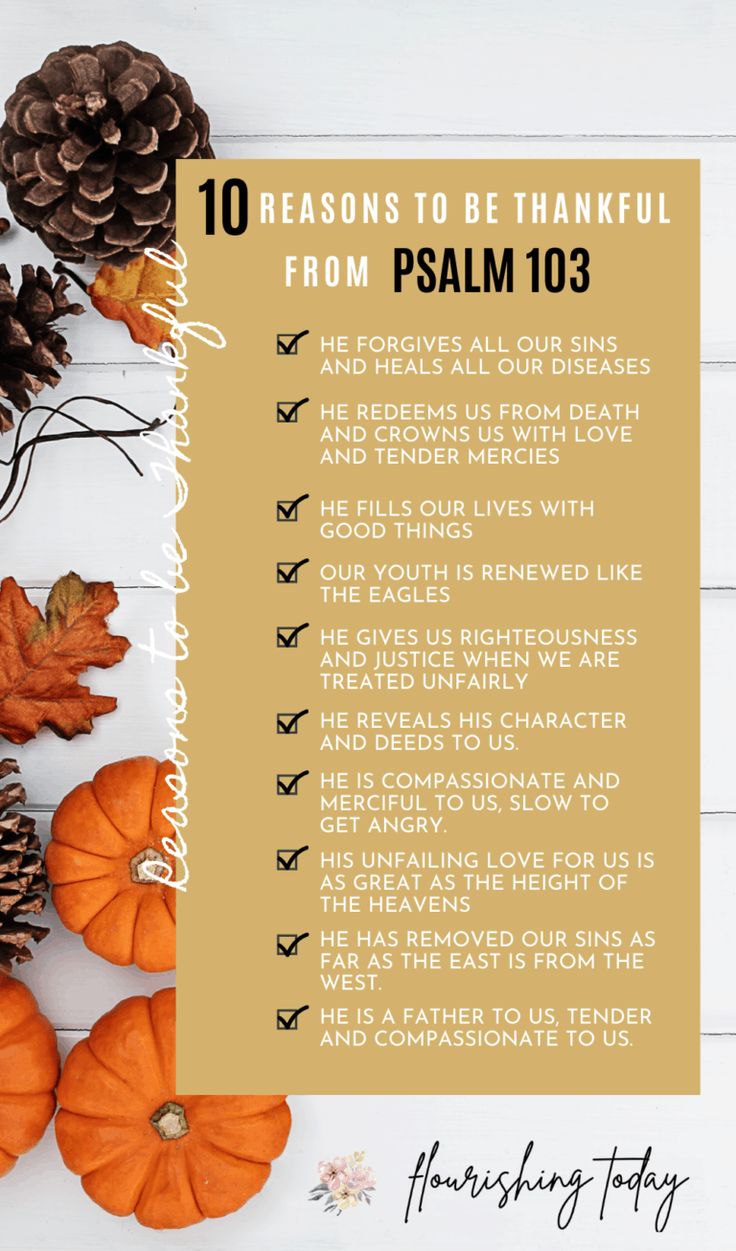 a thanksgiving prayer with pumpkins and pine cones