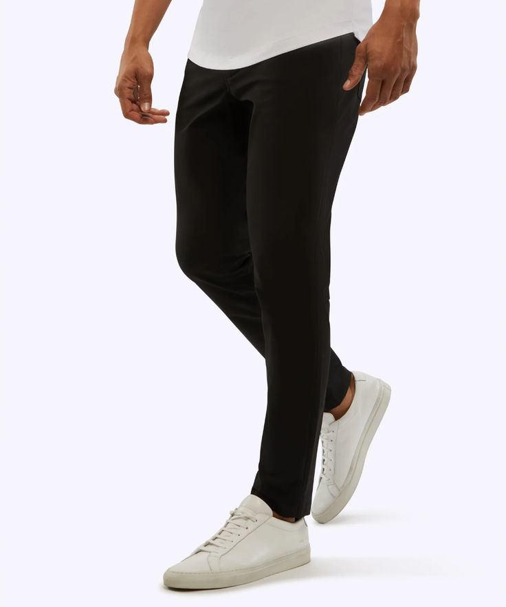 Meet the AO 5-Pocket Pant, our answer to your requests for everyday versatility and all-day comfort. Featuring our unique Versaknit™ fabric, these pants deliver outstanding 4-way stretch, fit retention, and breathability. Modeled on the slim-fit design of our popular AO Joggers and AO Pants, the AO 5-Pocket Pant represents a perfect blend of style and function. With its modern lifestyle design, expect excellence in every stitch. MATERIAL & CARE Versaknit™ 53% Elastomultiester, 47% Polyester Mach Black Business Casual Dress Pants With Side Pockets, Business Casual Black Tapered Leg Jeans, Black Tapered Leg Jeans For Business Casual, Casual Stretch Pants For Commuting, Black Dress Pants With Side Pockets For Business Casual, Black Straight Leg Bottoms With Minimal Stretch, Black Stretch Straight Leg Activewear, Business Casual Black Bottoms With Side Pockets, Black Stretch Activewear With Straight Leg