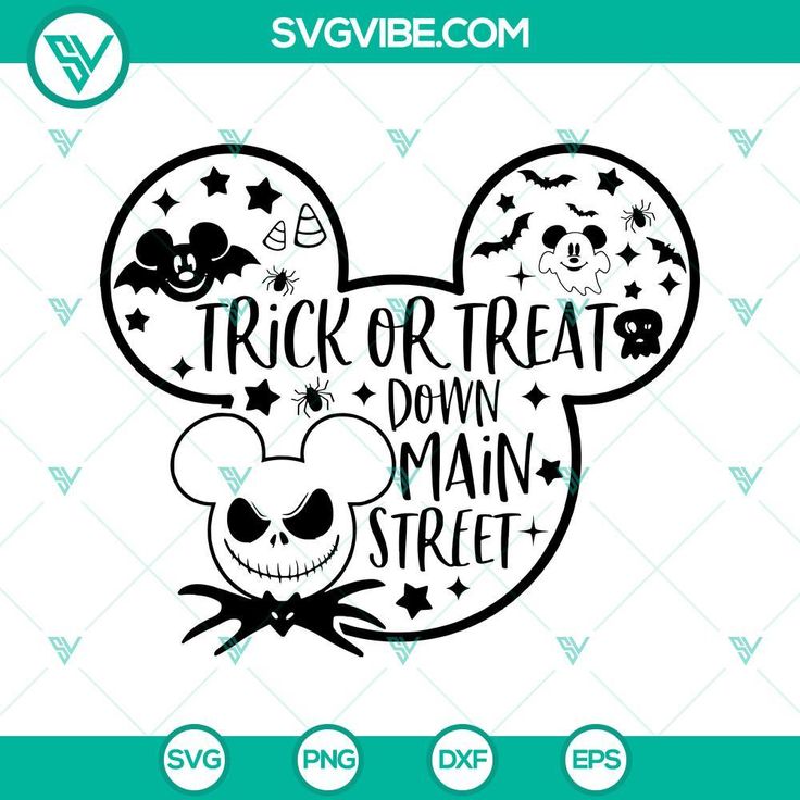 mickey mouse svg cut file with trick or treat down main street