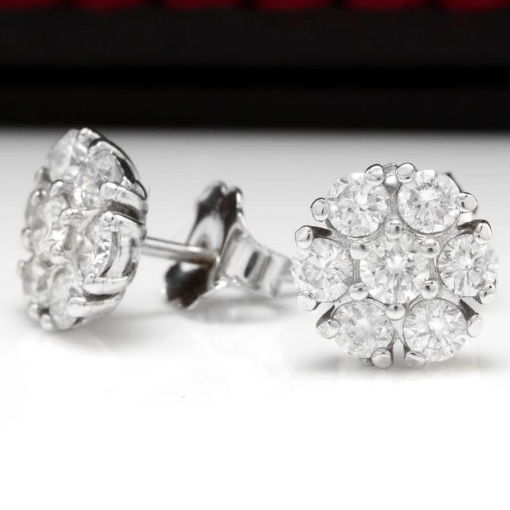 Exquisite 1.15 Carats Natural Diamond 14K Solid White Gold Stud Earrings Amazing looking piece! Suggested Replacement Value: $4,200.00 Total Natural Round Cut Diamonds Weight: Approx. 1.15 Carats (both earrings) SI1 / G-H Diameter of the Earring is: Approx. 7.95mm Total Earrings Weight is: Approx 1.9 grams Disclaimer: all weights, measurements and colors are approximate and may vary slightly from the listed dimensions or as seen in the image. All pictures are magnified to show the smallest of de Gia Certified Cluster Earrings For Formal Occasions, Luxury Brilliant Cut Cluster Earrings For Anniversary, Luxury Cluster Diamond Earrings For Anniversary, Luxury White Cluster Earrings With Brilliant Cut, Gia Certified White Cluster Earrings For Formal Events, Luxury Diamond White Cluster Earrings For Anniversary, Luxury Round Cut Cluster Earrings For Anniversary, Gia Certified Diamond White Cluster Earrings, Gia Certified Diamond Cluster Earrings