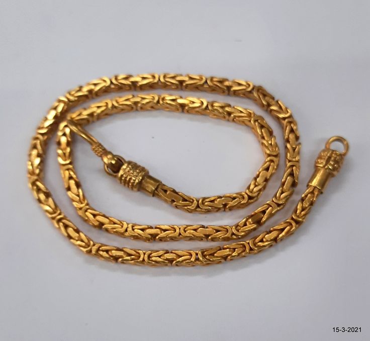 "TRADITIONAL DESIGN HANDMADE GOLD VERMEIL GOLD GILDED SILVER CHAIN NECKLACE FROM RAJASTHAN INDIA. GREAT HANDMADE DESIGN GOOD FOR JEWELLERY COLLECTION. Length - 45cm (17.7\") we can adjust the length. width - 4 mm weight - 42.5 grams material - Good sterling silver gold plate on top." Gold Temple Jewelry Chain Necklace Gift, Gold Temple Jewelry Style Chain Necklace, Gold Snake Chain Necklace For Wedding, Byzantine Chain Jewelry As Gift, Byzantine Chain Jewelry For Gifts, Byzantine Chain Jewelry Gift, Traditional Yellow Gold Necklaces With Adjustable Chain, Byzantine Style Chain Jewelry For Gifts, Gold Byzantine Link Jewelry