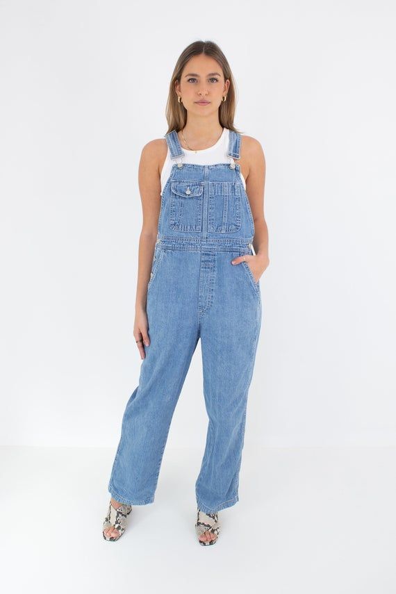 90s 1990s Mid Blue Long Denim Trouser Pant Overalls | Ladies Womens Girls Overalls Dungarees - 2 Sizes S & MFor 10% off your first purchase visit - www.marlowvintage.com.auSoft light-weight cotton/denimAnna is wearing a Size SEXCELLENT vintage conditionMeasurementsSize: S (tagged S)Waist: ~ 33"Hips: ~ 43"Length: ~ 139 cm (Adjustable straps - can be made shorter or longer)Fabric: Cotton / DenimBrand: GAP  MeasurementsSize: M (tagged M)Waist: ~ 35"Hips: ~ 45"-47"Length: ~ 139cm (Adjustable str Blue Straight Leg Overalls For Streetwear, 90s Washed Blue Relaxed Fit Bottoms, 90s Style Washed Blue Relaxed Fit Bottoms, 90s Style Relaxed Fit Washed Blue Bottoms, 90s Style Washed Blue Bottoms With Relaxed Fit, Retro Medium Wash Pants For Spring, Retro Medium Wash Spring Pants, Blue Straight Leg Denim Jumpsuit For Streetwear, Casual Medium Wash Overalls